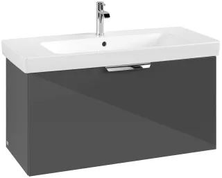 Villeroy & Boch Set LineUp 1000mm mit Spiegelschrank Glossy Grey S00807FPR1