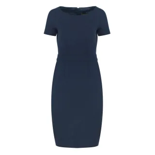 Tailliertes marineblaues Kleid mit Flügelärmeln Punto