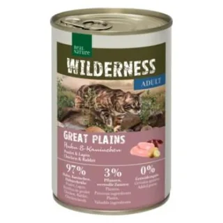 REAL NATURE WILDERNESS Nassfutter Katze, Adult Great Plains Huhn und Kaninchen 24x400 g