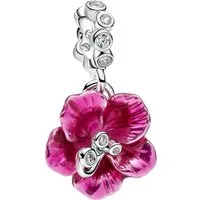 Pandora Charm Blume 794698C01, Hibiskusblüte, Zirkonia, Pink
