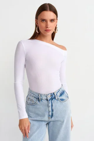 Schlankes Fit Asymmetrisch Ausgeschnittene Bluse