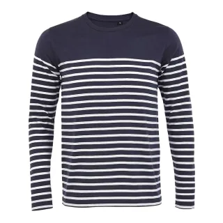 SOLS - "Matelot" T-Shirt für Herren Langärmlig (Dunkelblau/Weiß)