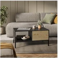 Vicco Couchtisch Eliza, Schwarz/Eiche, 90 x 50 cm mit einer Schublade (1-St)