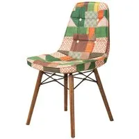 Stuhlmann Esszimmerstuhl Denver (632E, 1 St), Bunter Designerstuhl mit Holzbeinen – Modernes Patchwork-Design