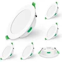 ALUSSO LED Einbaustrahler 6er-Set, Decken Leuchte, Flach Strahler für Bad, Wohnzimmer, 230V, 5W, 72-85 mm, Rund, Weiß