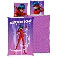 JACK Jugendbettwäsche 135x200cm Miraculous Ladybug Cat Noir Herding, Renforcé, 2 teilig, Power, Wendeoptik, Kwami Tikki, mit Knopfleiste