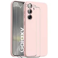 CoolGadget Handyhülle Rosa als 2in1 Schutz Cover Set für das Samsung Galaxy S22 6,1 Zoll, 2x 9H Glas Display Schutz Folie + 1x TPU Case Hülle für Galaxy S22