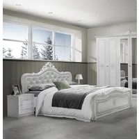 Interdesign24 Bett Livia (im klassischen Barock-Stil, in versch. Größen, inkl. Lattenrost), in Weiss/Silber