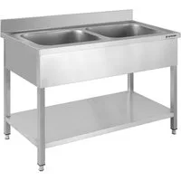 GastroHero Arbeitstisch Spültisch 120x70 cm - Edelstahl mit Becken - Gastro - Spüle
