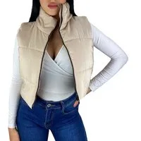 Worldclassca Steppweste Worldclassca DAMEN STEPPWESTE KURZ HOHEM KRAGEN WESTE LEICHT ÄRMELLOS OUTDOOR STEPPJACKE CROP ÜBERGANGSJACKE HERBST WINTER GESTEPPT WARM