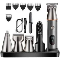Toomoke Haarschneider 5-in-1 Haarschneider Set,Barttrimmer,Bartschneider,Elektrorasierer, 100% wasserdicht,LED-Anzeige, Lange Standbyzeit