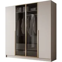 Lookway Kleiderschrank Viertüriger ATRIUM GOLD KASCHMIR mit Glasfront (mit Schubladen) Breite: 200 cm