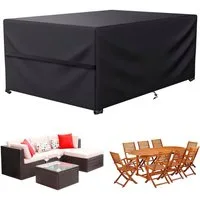Jibenhome Gartenmöbel-Schutzhülle Abdeckung für Gartenmöbel, Wasserdicht, 600D Oxford Schutzhülle, Anti-UV Abdeckplane für GartenTisch, Rechteckig, Winterfest, Winddicht