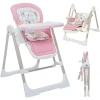 Baby Vivo Hochstuhl Kinderhochstuhl 3in1 / Babywippe für Kinder - Lulu in Rosa