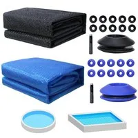 Melko Pool-Abdeckplane Solarfolie Solarplane Ösen Poolheizung Wärmeplane Poolabdeckung (Stück, Set bestehend aus Solarfolie mit 10 Ösen und Locheisen), aus PVC