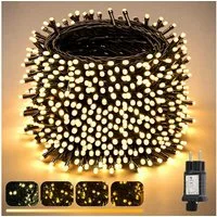 Salcar LED-Lichterkette LED Lichterkette Außen Weihnachtsbeleuchtung Weihnachtsdeko Warmweiß, 15m 250er LED, 9 Modi, Warmweiß bis Gelb(2800K-1800K) Dimmbar