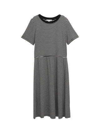 Tom Tailor - Jerseykleid mit Streifenmuster white black irregular stripe - Gr. - 40