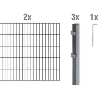 Alberts Doppelstabmattenzaun Grundset, (Set), Höhe: 80-200 cm, Gesamtlänge: 4-30 m, zum Einbetonieren