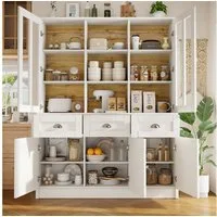 REDOM Hochschrank Küchenschrank,Esszimmerschrank (140x38,5x175 cm Moderner Hochschrank für Wohnzimmer & Küche – Vitrinenschrank mit Schubladen., 1-St)