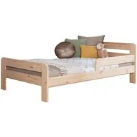 Ticaa Bettgestell Jugendbett "BENNET" aus Kiefer Massivholz, Einzelbett inkl. Rausfallschutz