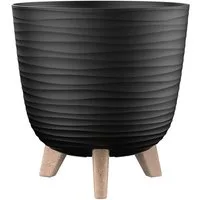 Engelland Blumentopf Pflanztopf mit Füßen (Vorteils-Set, 1 St., robuster PP-Kunststoff), Wellenoptik, rund, UV-resistent, Drainagesystem, direkte Bepflanzung