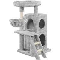 Yaheetech Kratzbaum 94 cm (H), Katzenbaum mit 2 Katzenhöhle, Liegemulde, Hängende Plüschball, Treppe