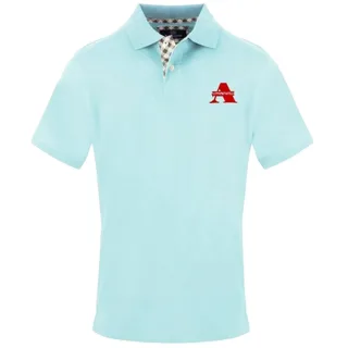 Aquascutum - Poloshirt für Herren, bestickt, gewebter Stoff (Himmelblau Gewaschen)