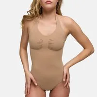 cfab (creamy fabrics) Shaping-Body Neckholder Shapewear mit String-Beige-L (1-tlg)