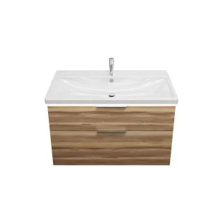 Burgbad Keramik Waschtisch-Set Eqio Frassino Dekor Cappuccino/Alpinweiss, SEZA103F3437C0001 SEZA103F3437C0001