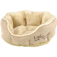 Dehner Tierbett Sammy, oval, beige, versch. Größen, hochwertiges Hundebett/Katzenbett, mit herausnehmbarem Liegekissen