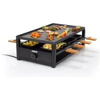 PRINCESS Raclette, 8 Raclettepfännchen, 1300 W, Gerät für 2-8 Personen, großer Elektro Tischgrill Pfännchen Parkdeck