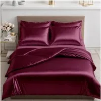Cozyor Bettwäsche Satin glänzend 135x200, 155x200, 155x220, 200x200cm mit Reißverschluss, Satin, bordeaux Berry, 2 teilig, Edel und hochwertig