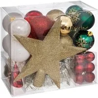 Atmosphera Créateur d'intérieur Weihnachtsbaumkugel Weihnachtsschmuck, verschiedene Farben, 44-teiliges Set