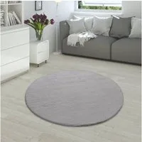 Paco Home Fellteppich Rabbit 780, rund, Höhe: 26 mm, Kunstfell, Kaninchenfell-Haptik, echter Kuschelteppich, Uni-Farben
