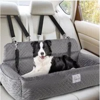 CALIYO Hunde-Autositz Hundeautositz für große/mittlere Hunde, Hochdichter und elastischer Schwamm, Imitat-Leinenstoff, Vollständig Abnehmbarer & waschbarer Hundereisesitz mit dickem Kissen