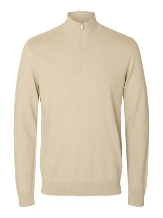 SELECTED MEN - SLMBERG LS HALF ZIP NOOS Oatmeal - Gr. - S