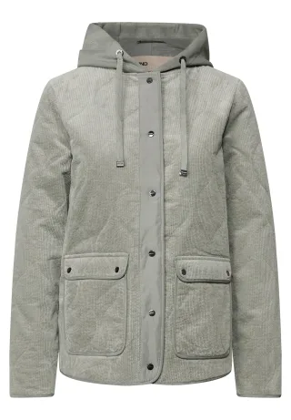 Street One - Cord Steppjacke mit Kapuze fresh sage - Gr. - 36