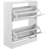 en.casa Schuhschrank »Wavre« Schuhkipper mit 2 Klappen 62x24x81cm weiß