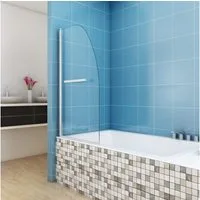 JDONG Duschwand für Badewanne 80x140cm Chrom Badewannenwand Faltbar Runde Kante 6MM, Sicherheitsglas, gehärtetes Sicherheitsglas beidseitig leicht zu reinigen Badewannenauf