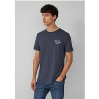 s.Oliver Kurzarmshirt T-Shirt Meliertes T-Shirt mit Rollkante und Frontprint