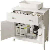 MSMASK Waschbeckenunterschrank mit Unterschrank 2 Türen Schulade 30T x 60B x 60.2H weiß