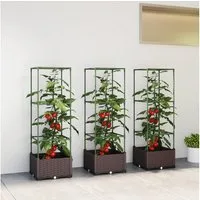 Outsunny Hochbeet mit Rankgitter, Abflusslöchern (Blumenkasten, 3 St., Pflanzkasten), für Kletterpflanzen Garten, Balkon, 40 x 40 x 125 cm