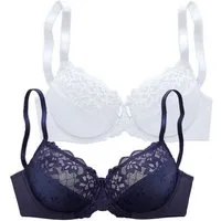 petite fleur by Lascana Bügel-BH (Packung, 2 Stück) mit elastischer Spitze, Dessous – ideal für große Größen