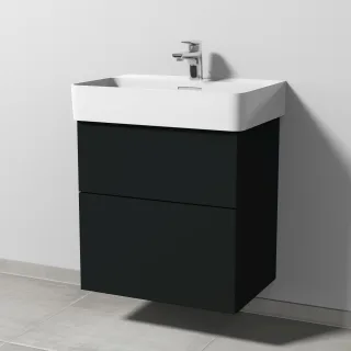 Sanipa 3way Waschtischunterbau zu Laufen VAL Waschtisch mit 2 Auszügen, Vulkan-Matt SP8211V