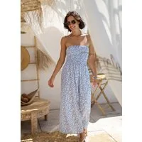 SASSYCLASSY Maxikleid Gesmoktes Bandeau-Kleid für Damen Sommerliches Maxikleid mit floralem Mandala-Print und weitem Schnitt