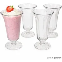 MamboCat Eisschale Eisbecher Eistöpfli 4er Set Facettenglas 500 ml Milchshake, Glas