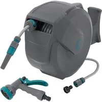 ECD Germany Schlauchaufroller Schlauchtrommel mit Arretierstop 9 Sprühfunktionen 180° Schwenkbar, Schlauchtrommel 20m+2m Arretierstop 9 Funktionen 180° Schwenkbar