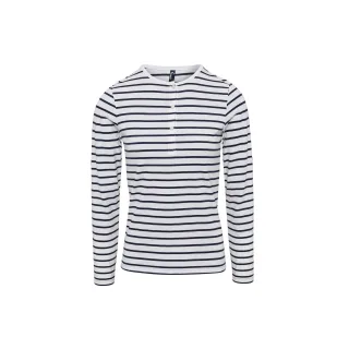 Premier Damen T-Shirt Long John, langärmlig (Weiß/Marineblau)