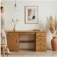 IDIMEX Schreibtisch MANAGER, Massivholz Schreibtisch 145x54 cm mit vier Schubladen Eiche Finish