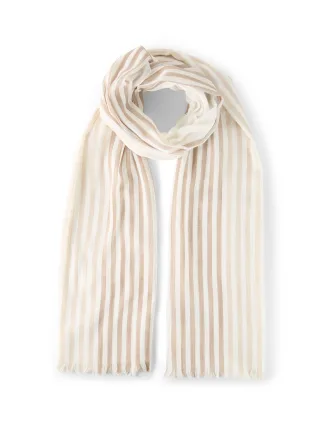 Tom Tailor - Halstuch mit Streifen beige stripe scarf - Gr. - OS